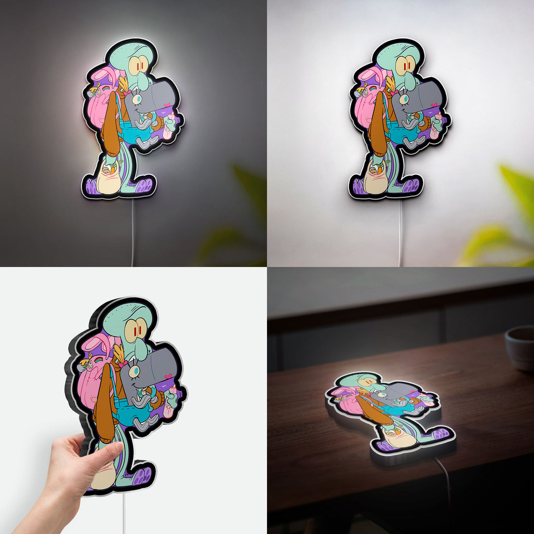 SpongeBob 3D Light - Halloween Glow Decor with Squilliam, Cartoon LED Night Light for Nickelodeon Fans
