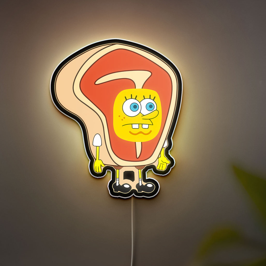 SpongeBob Steak Costume Glow Lamp - Fun Cartoon Night Light, Unique Gift for Nickelodeon Fans

