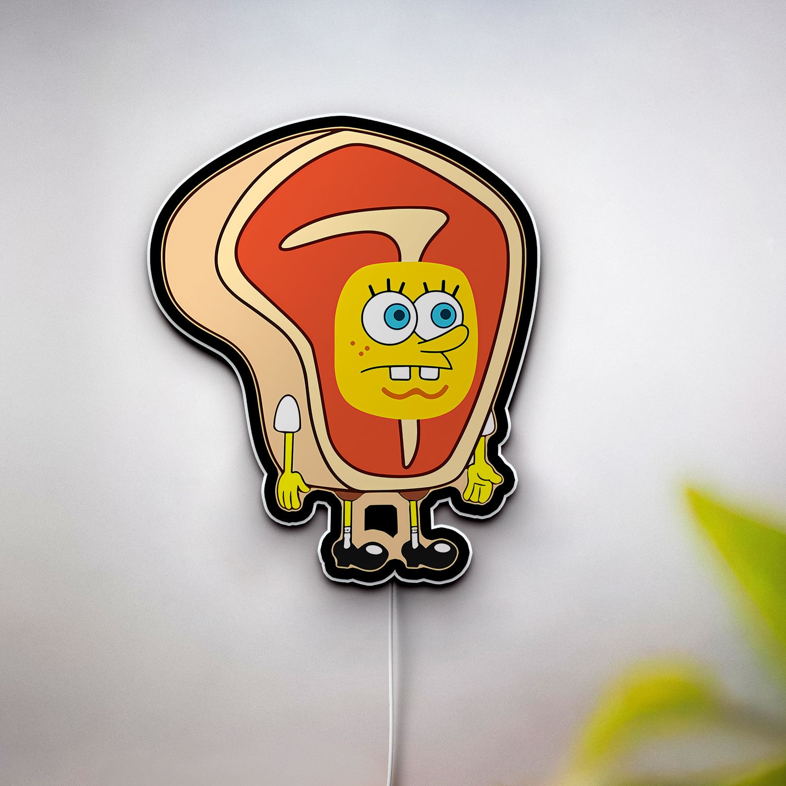 SpongeBob Steak Costume Glow Lamp - Fun Cartoon Night Light, Unique Gift for Nickelodeon Fans
