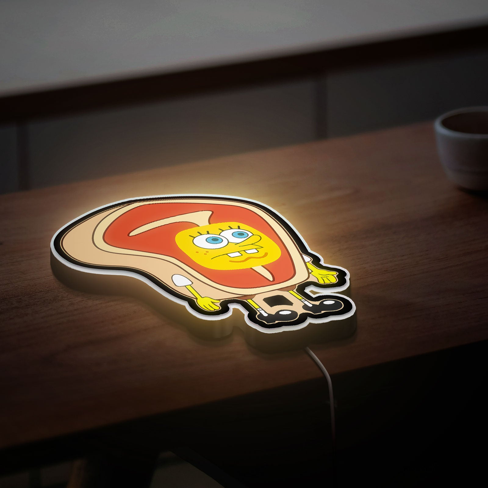 SpongeBob Steak Costume Glow Lamp - Fun Cartoon Night Light, Unique Gift for Nickelodeon Fans
