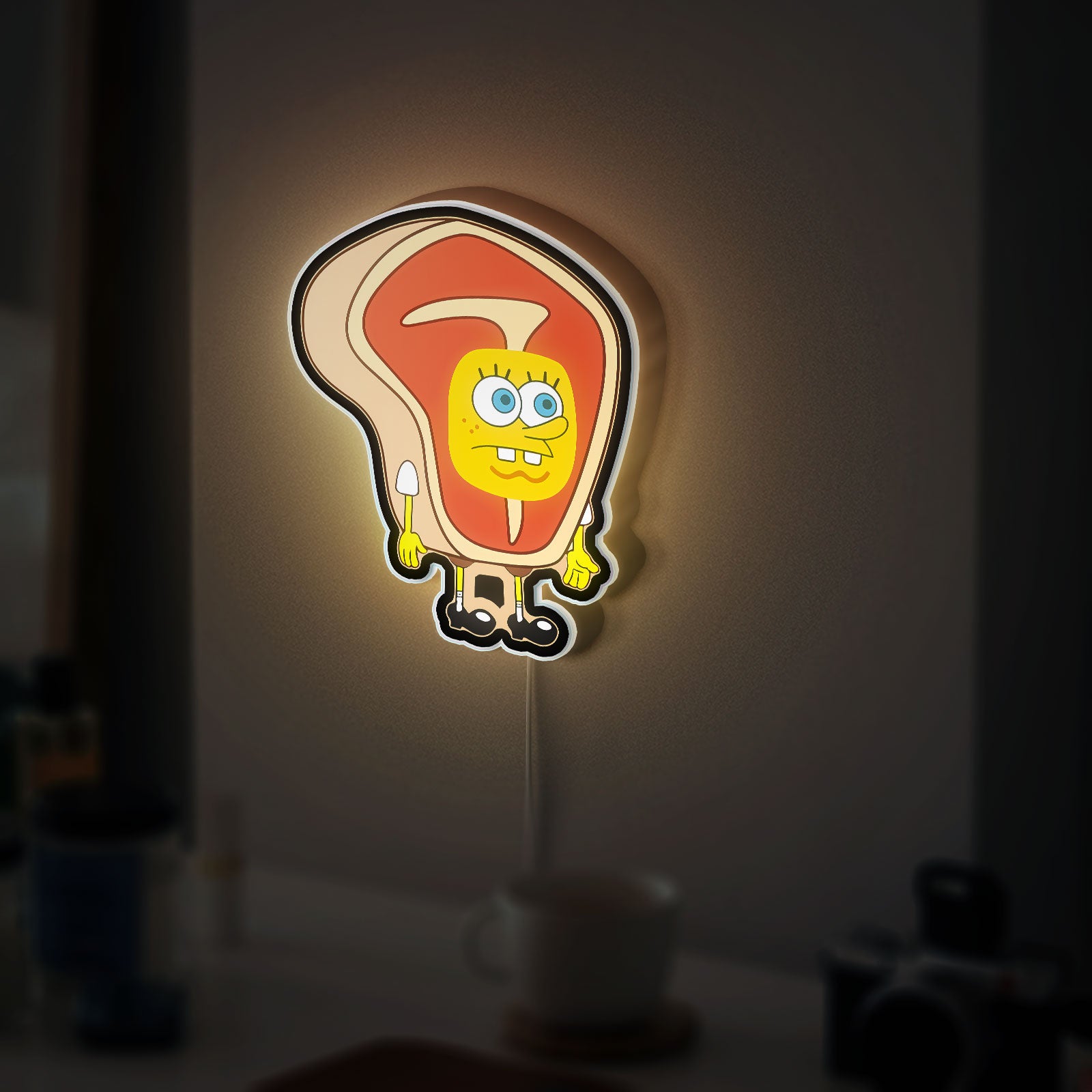 SpongeBob Steak Costume Glow Lamp - Fun Cartoon Night Light, Unique Gift for Nickelodeon Fans

