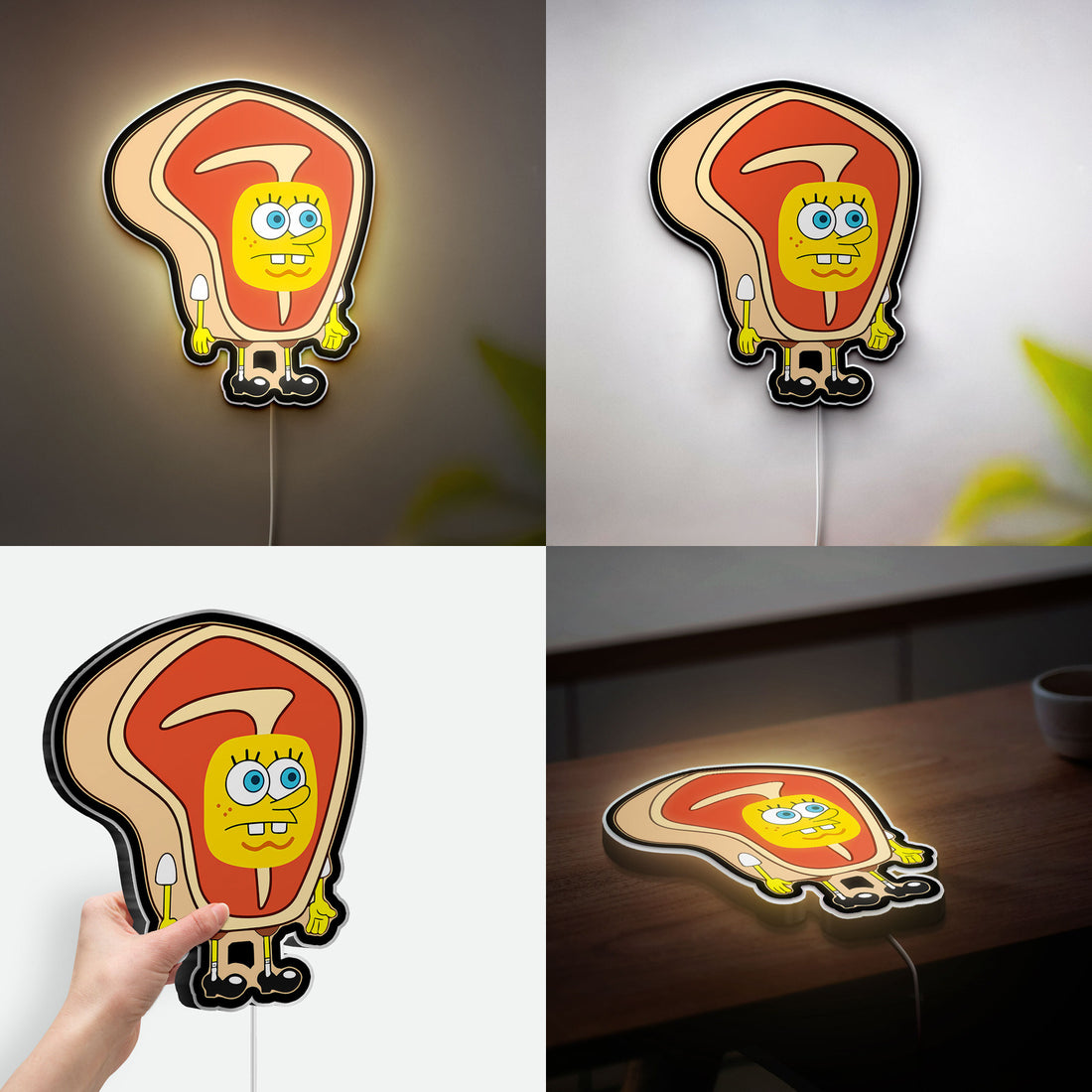 SpongeBob Steak Costume Glow Lamp - Fun Cartoon Night Light, Unique Gift for Nickelodeon Fans
