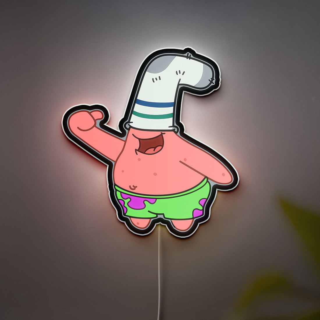 Patrick Star Sock Head 3D Light Box - Funny SpongeBob LED Night Light, Whimsical Cartoon Decor for Kids & Nickelodeon Fans 
