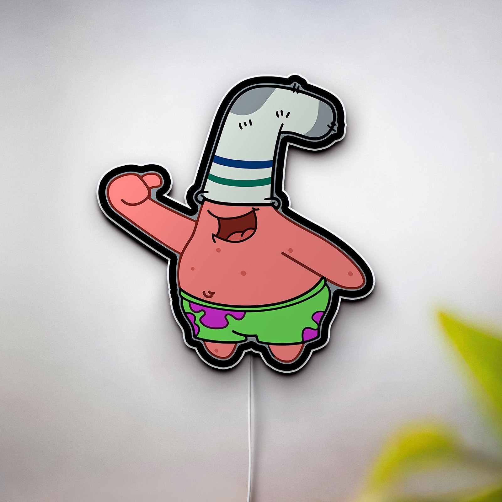 Patrick Star Sock Head 3D Light Box - Funny SpongeBob LED Night Light, Whimsical Cartoon Decor for Kids & Nickelodeon Fans 