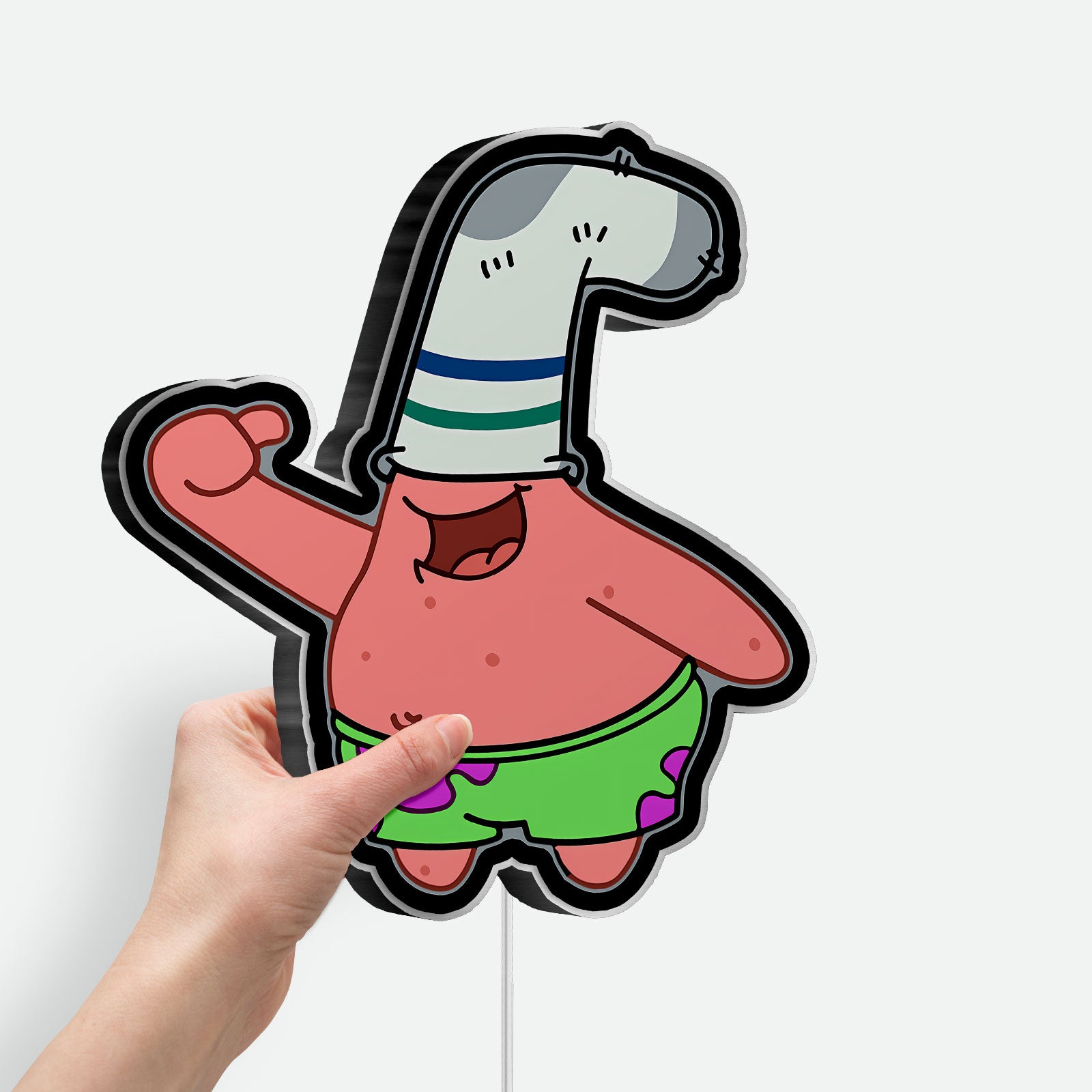 Patrick Star Sock Head 3D Light Box - Funny SpongeBob LED Night Light, Whimsical Cartoon Decor for Kids & Nickelodeon Fans 