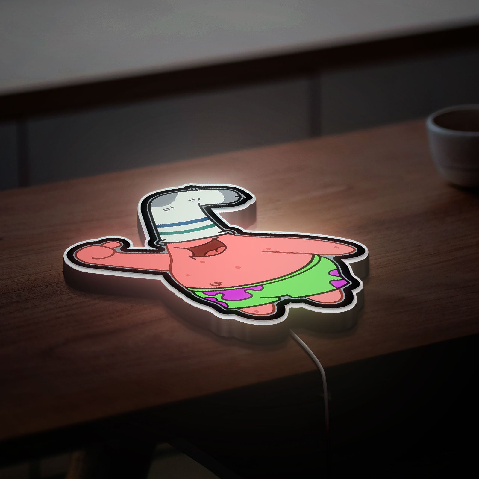 Patrick Star Sock Head 3D Light Box - Funny SpongeBob LED Night Light, Whimsical Cartoon Decor for Kids & Nickelodeon Fans 
