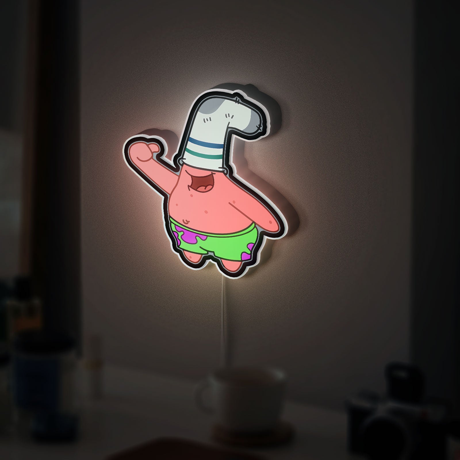 Patrick Star Sock Head 3D Light Box - Funny SpongeBob LED Night Light, Whimsical Cartoon Decor for Kids & Nickelodeon Fans 