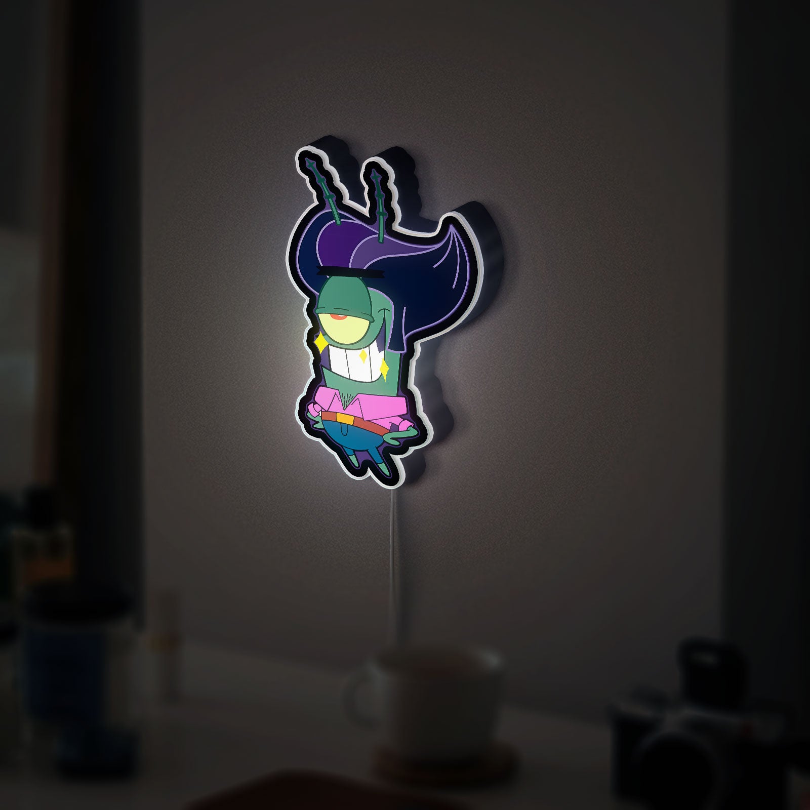 SpongeBob Plankton Date Night 3D Light - Fun Cartoon LED Desk Lamp, Cute Underwater Decor for Nickelodeon Fans
