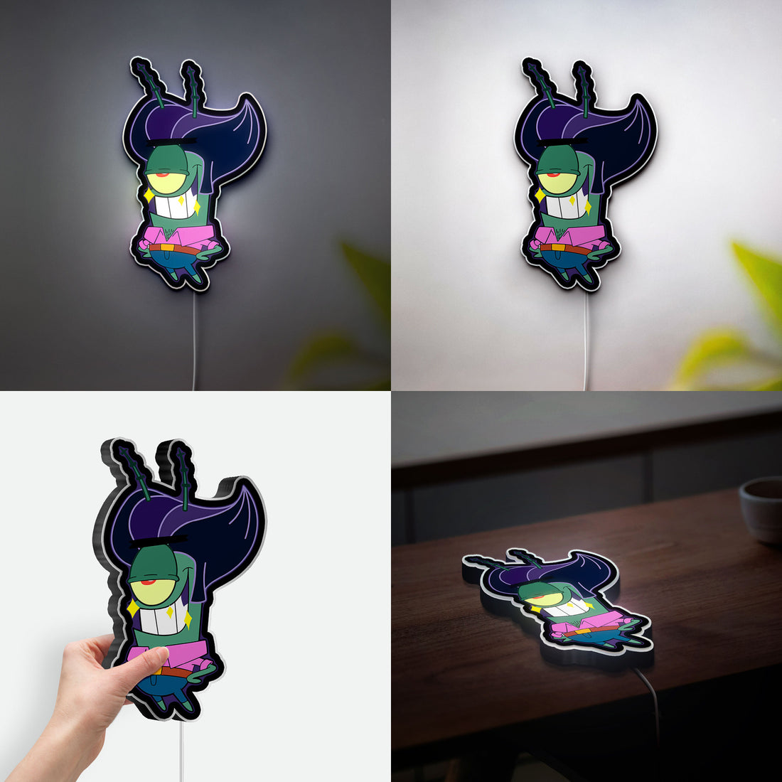 SpongeBob Plankton Date Night 3D Light - Fun Cartoon LED Desk Lamp, Cute Underwater Decor for Nickelodeon Fans
