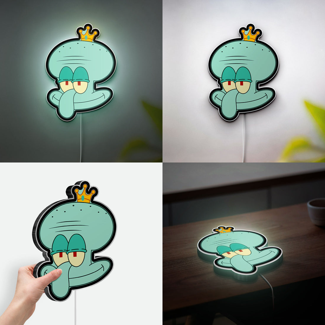 SpongeBob Squidward King 3D Light Box - Funny Cartoon LED Night Light, Anime Character Decor for Nickelodeon Fans 