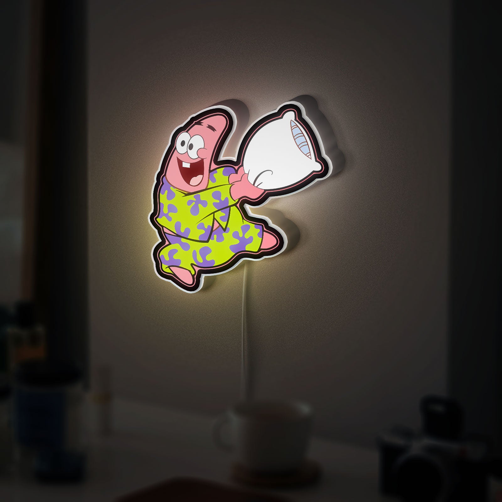 SpongeBob & Patrick 3D Light Box - Pajama Party LED Night Light, Fun Cartoon Decor for Kids Room & Nickelodeon Fans 