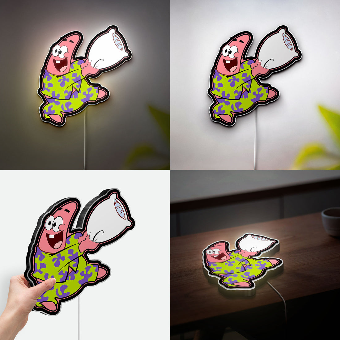 SpongeBob & Patrick 3D Light Box - Pajama Party LED Night Light, Fun Cartoon Decor for Kids Room & Nickelodeon Fans 