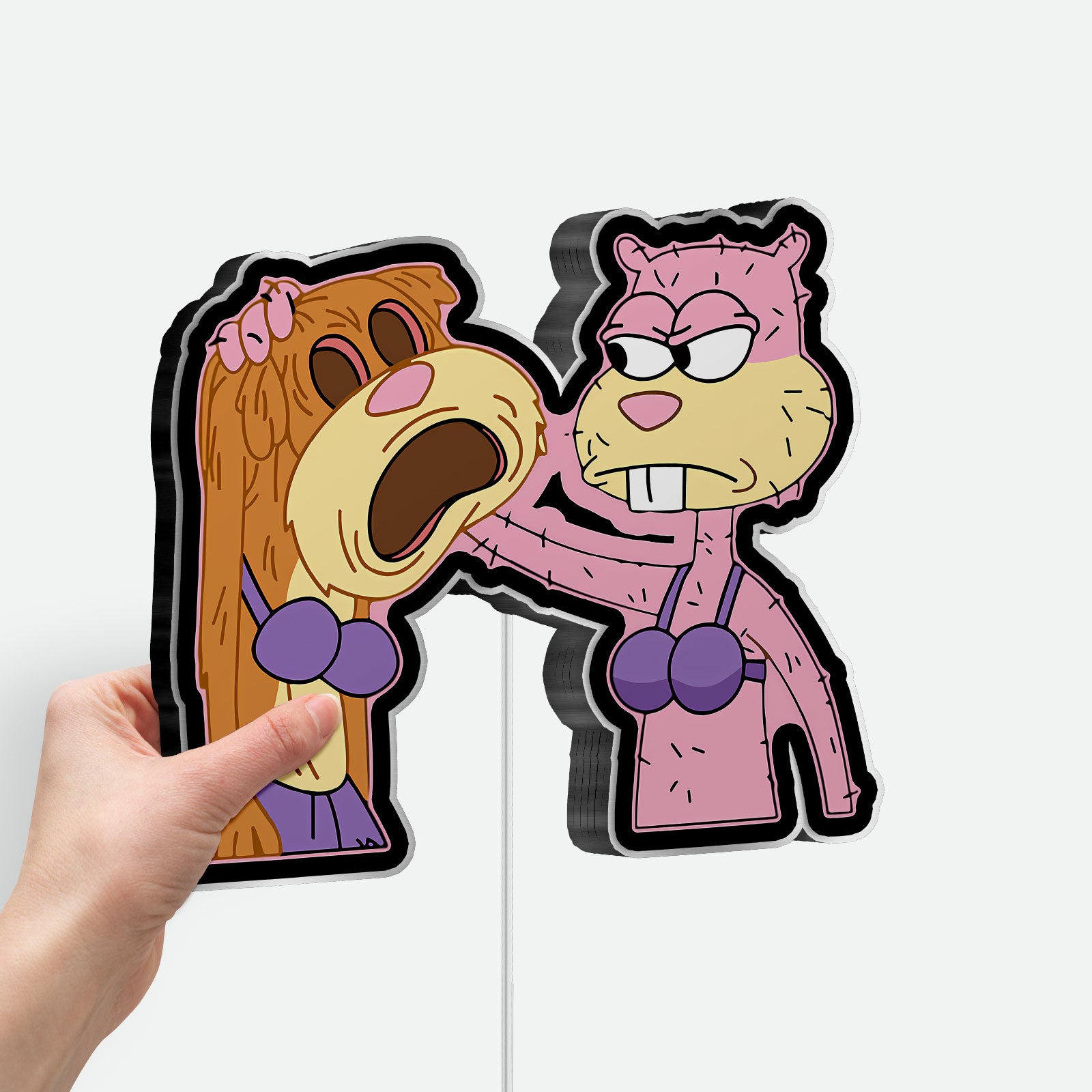 SpongeBob SquarePants 3D Light Box - Bob Esponja & Sandy Cheeks LED Night Light, Fun Cartoon Decor for Nickelodeon Fans 