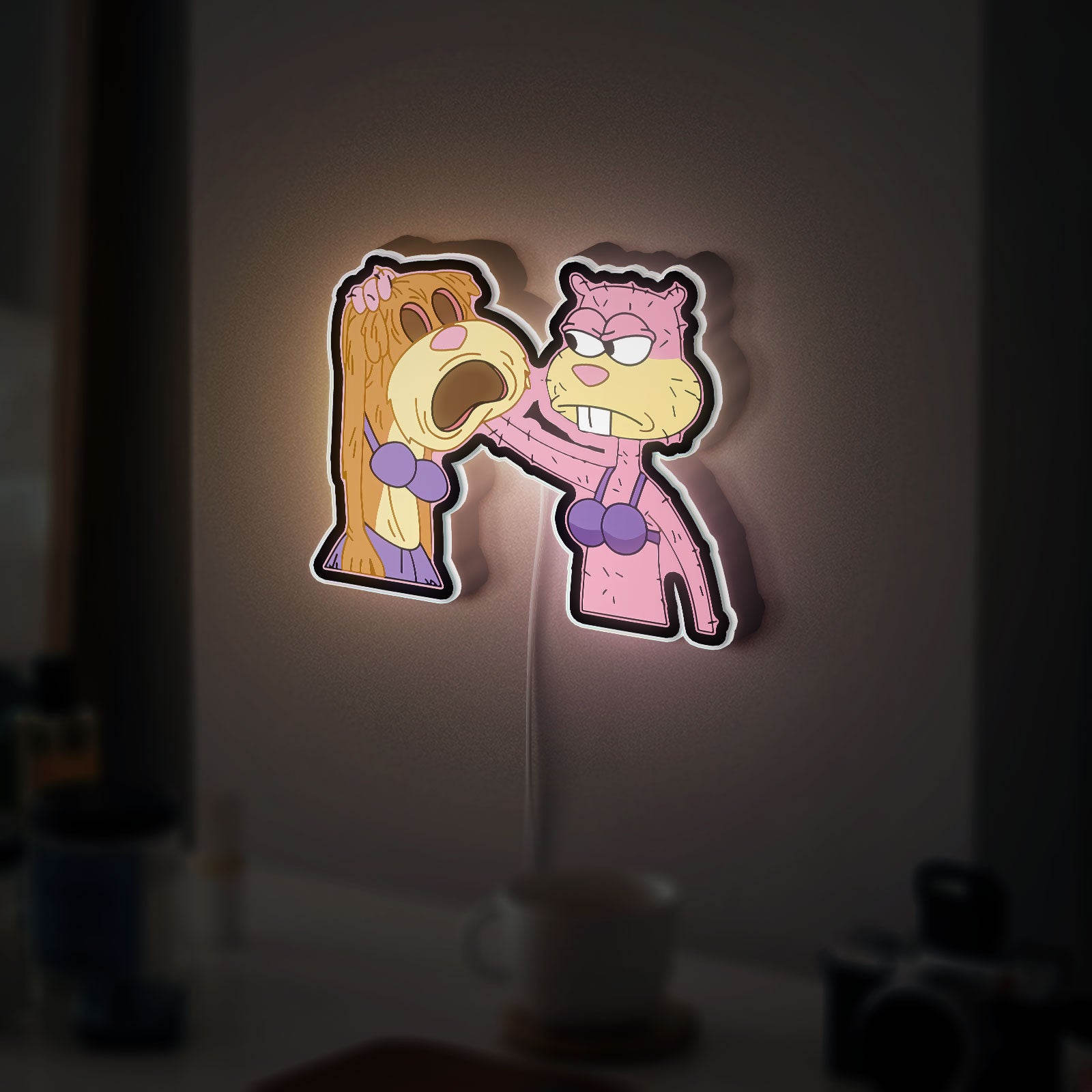 SpongeBob SquarePants 3D Light Box - Bob Esponja & Sandy Cheeks LED Night Light, Fun Cartoon Decor for Nickelodeon Fans 