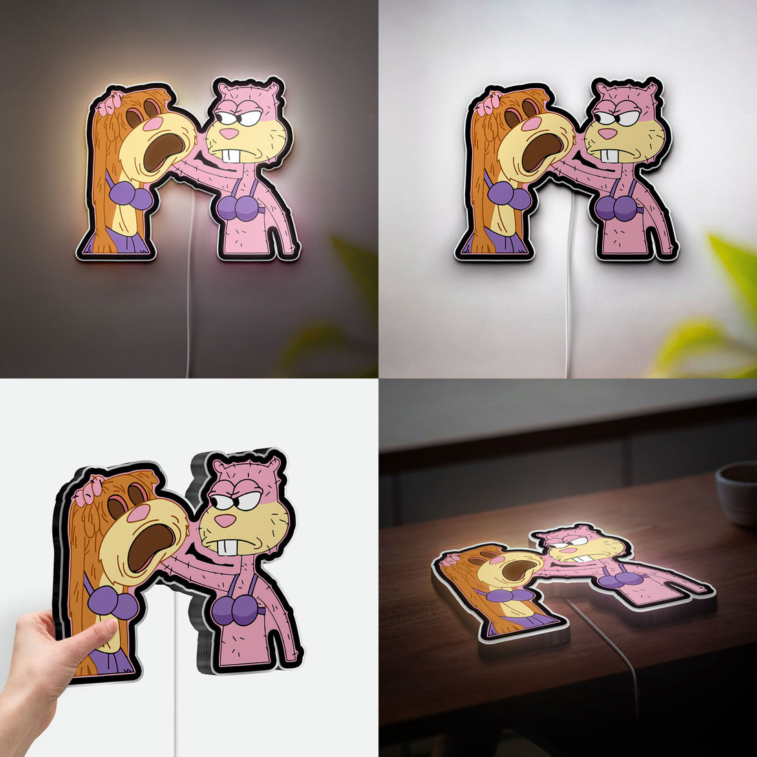 SpongeBob SquarePants 3D Light Box - Bob Esponja & Sandy Cheeks LED Night Light, Fun Cartoon Decor for Nickelodeon Fans 
