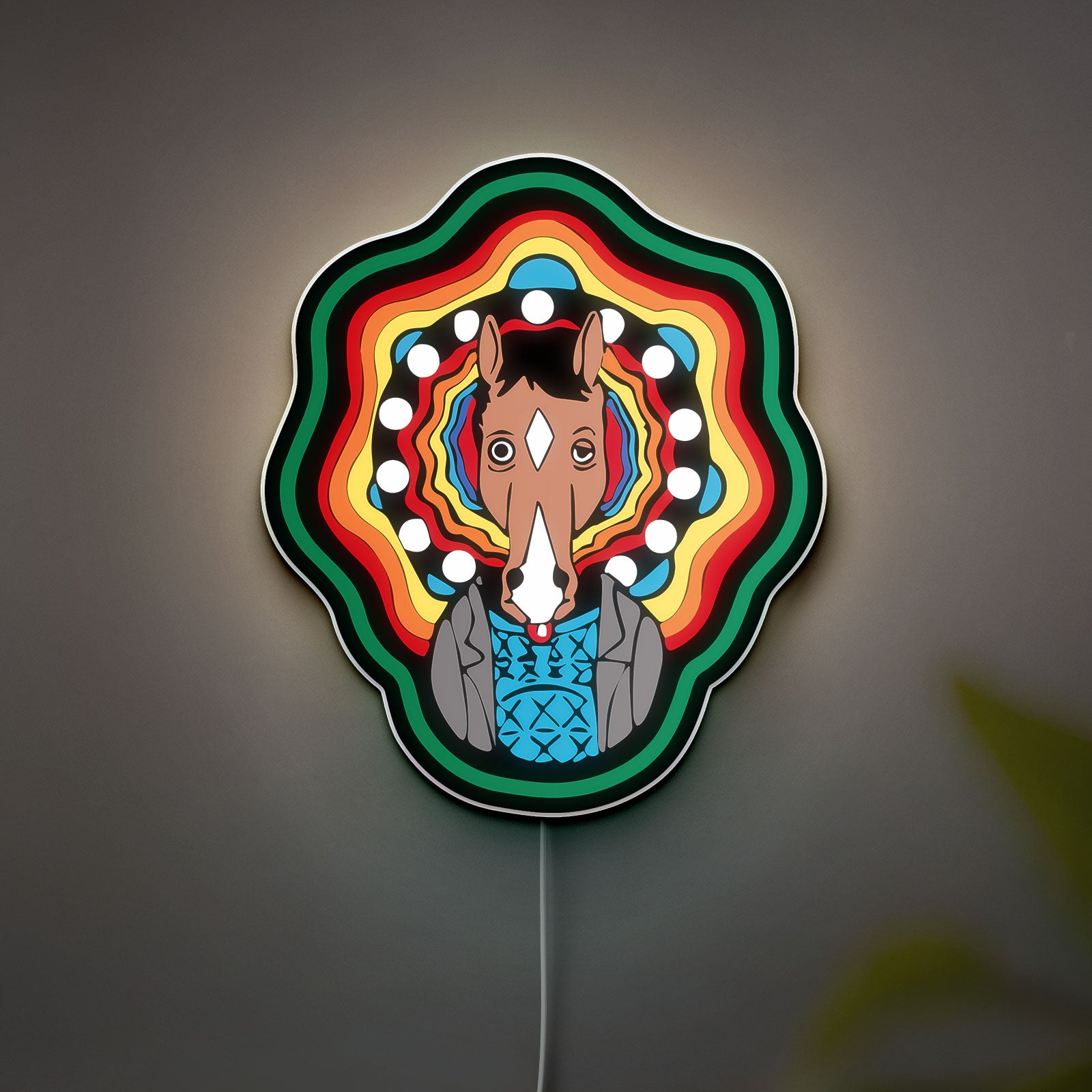 BoJack Horseman Tripping Art 3D Light Box - Psychedelic Cartoon LED Night Light, Unique Wall Decor for Adult Animation Fans
