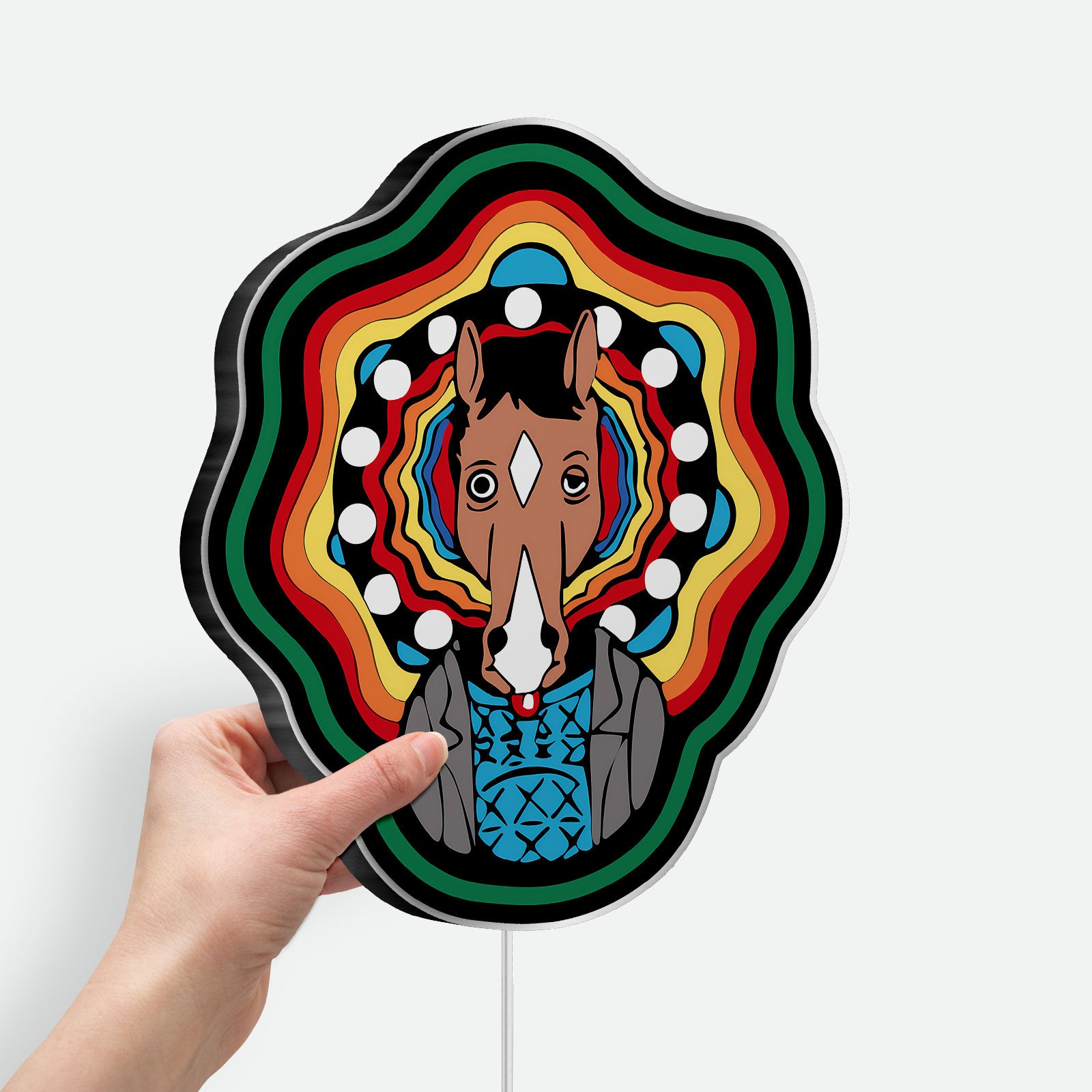 BoJack Horseman Tripping Art 3D Light Box - Psychedelic Cartoon LED Night Light, Unique Wall Decor for Adult Animation Fans