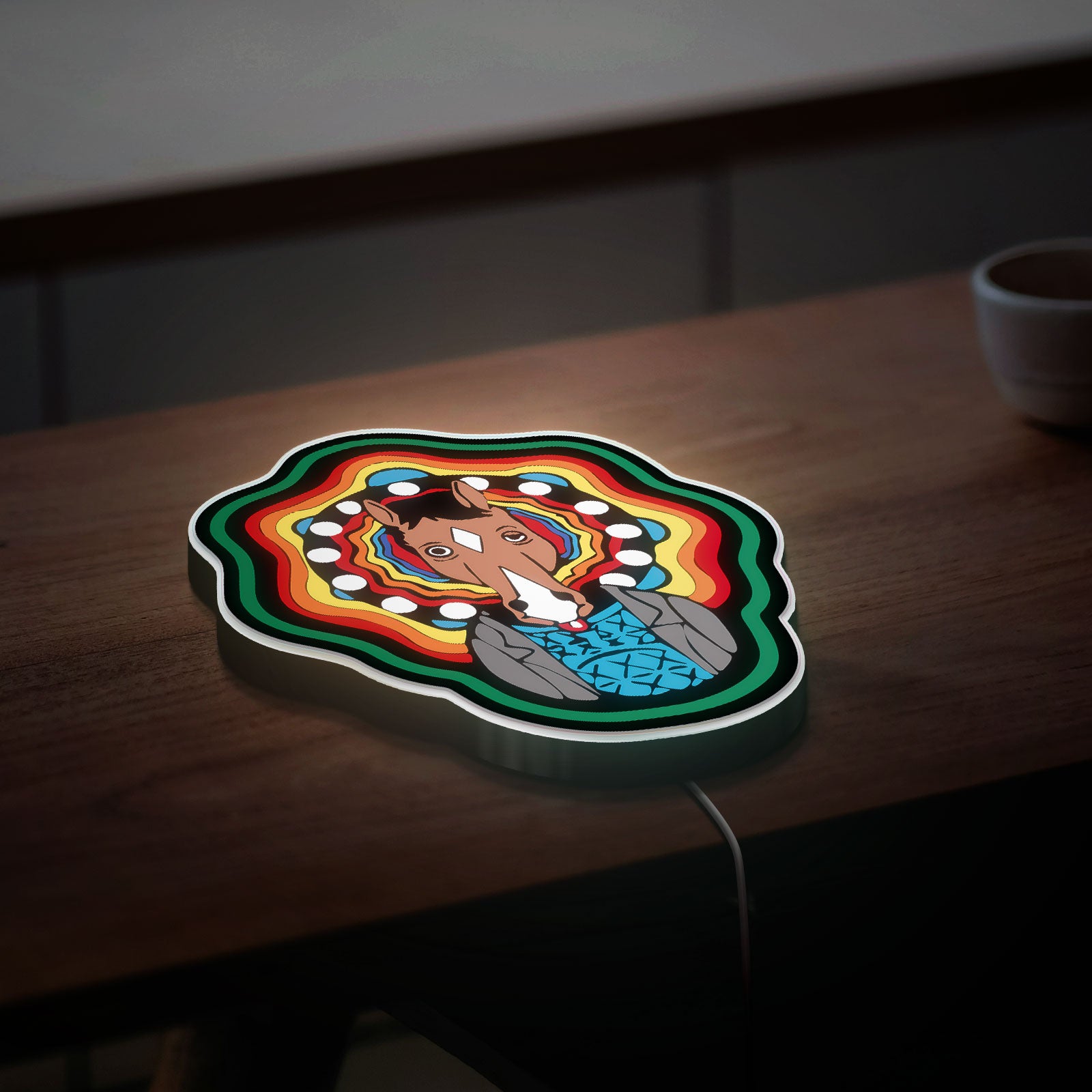 BoJack Horseman Tripping Art 3D Light Box - Psychedelic Cartoon LED Night Light, Unique Wall Decor for Adult Animation Fans