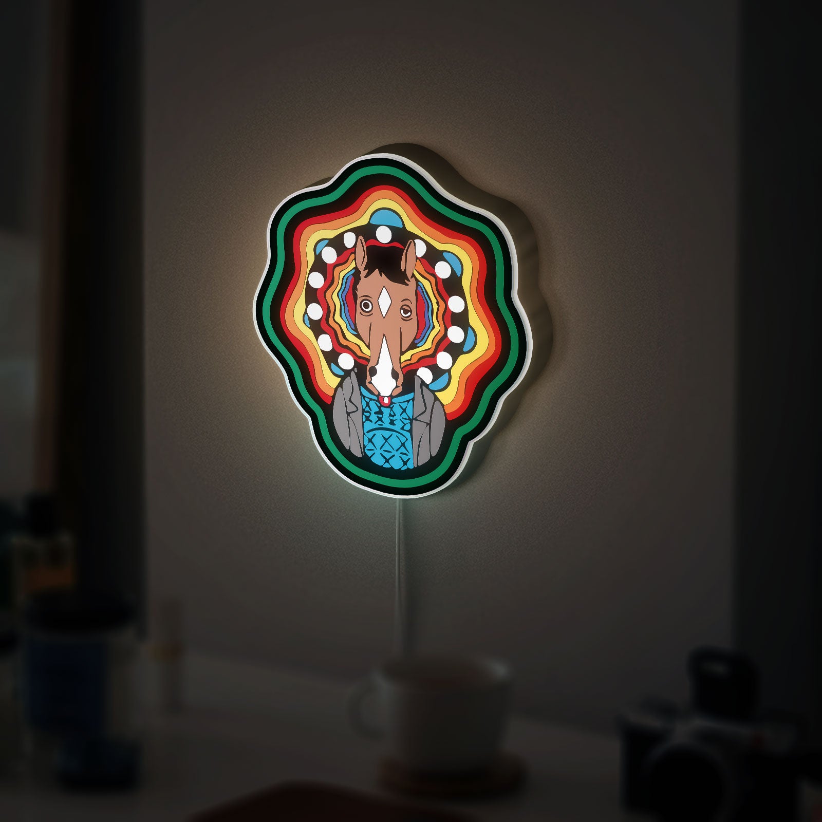 BoJack Horseman Tripping Art 3D Light Box - Psychedelic Cartoon LED Night Light, Unique Wall Decor for Adult Animation Fans