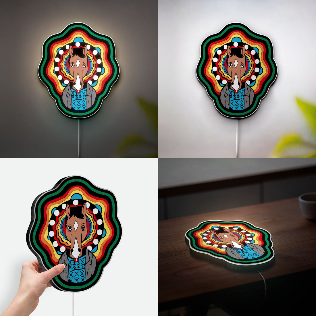 BoJack Horseman Tripping Art 3D Light Box - Psychedelic Cartoon LED Night Light, Unique Wall Decor for Adult Animation Fans