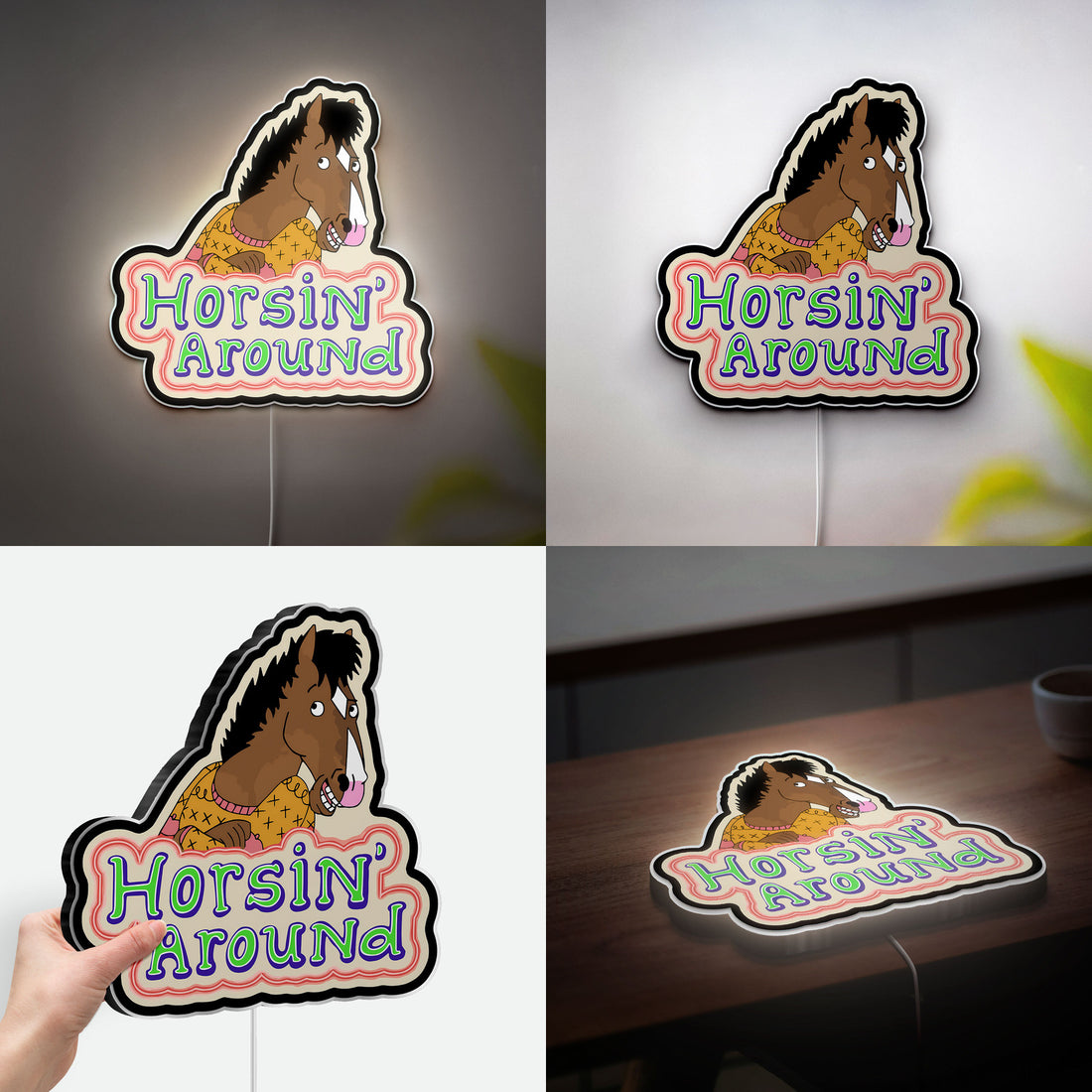 BoJack Horseman 3D Light Box - Retro Cartoon LED Night Light, TV Show Inspired Decor for Fans, Unique Gift for Netflix Lovers
