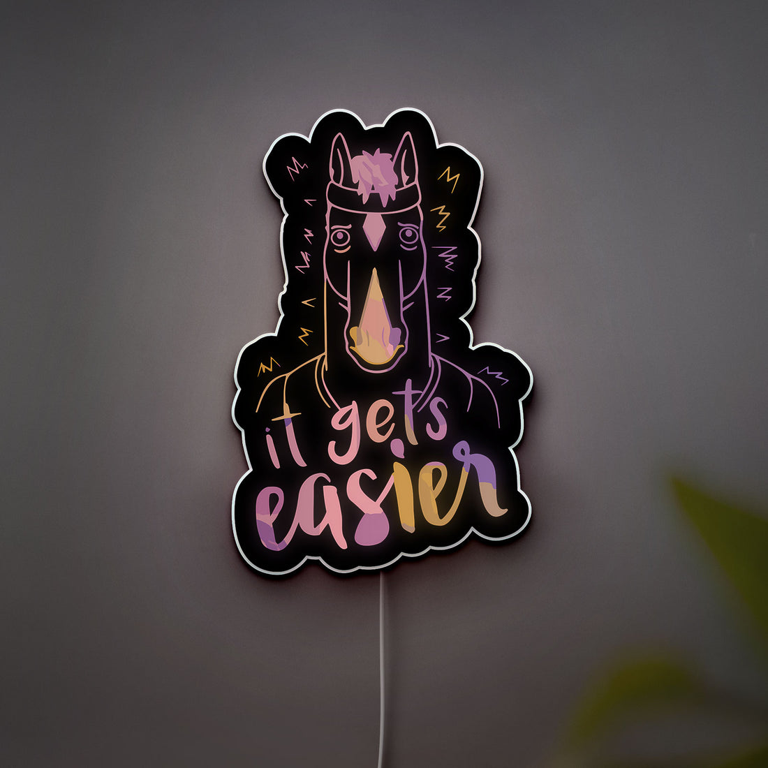 Bojack Horseman 3D Light Box - It Gets Easier Quote LED Night Light, Cartoon Wall Decor for Fans, Unique TV Show Inspired Gift
