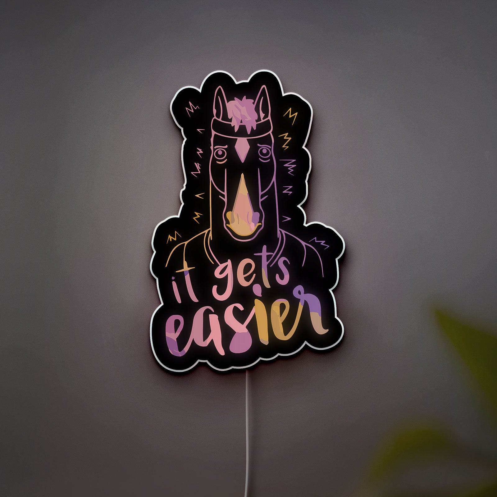 Bojack Horseman 3D Light Box - It Gets Easier Quote LED Night Light, Cartoon Wall Decor for Fans, Unique TV Show Inspired Gift
