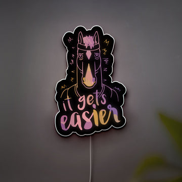 Bojack Horseman 3D Light Box - It Gets Easier Quote LED Night Light, Cartoon Wall Decor for Fans, Unique TV Show Inspired Gift
