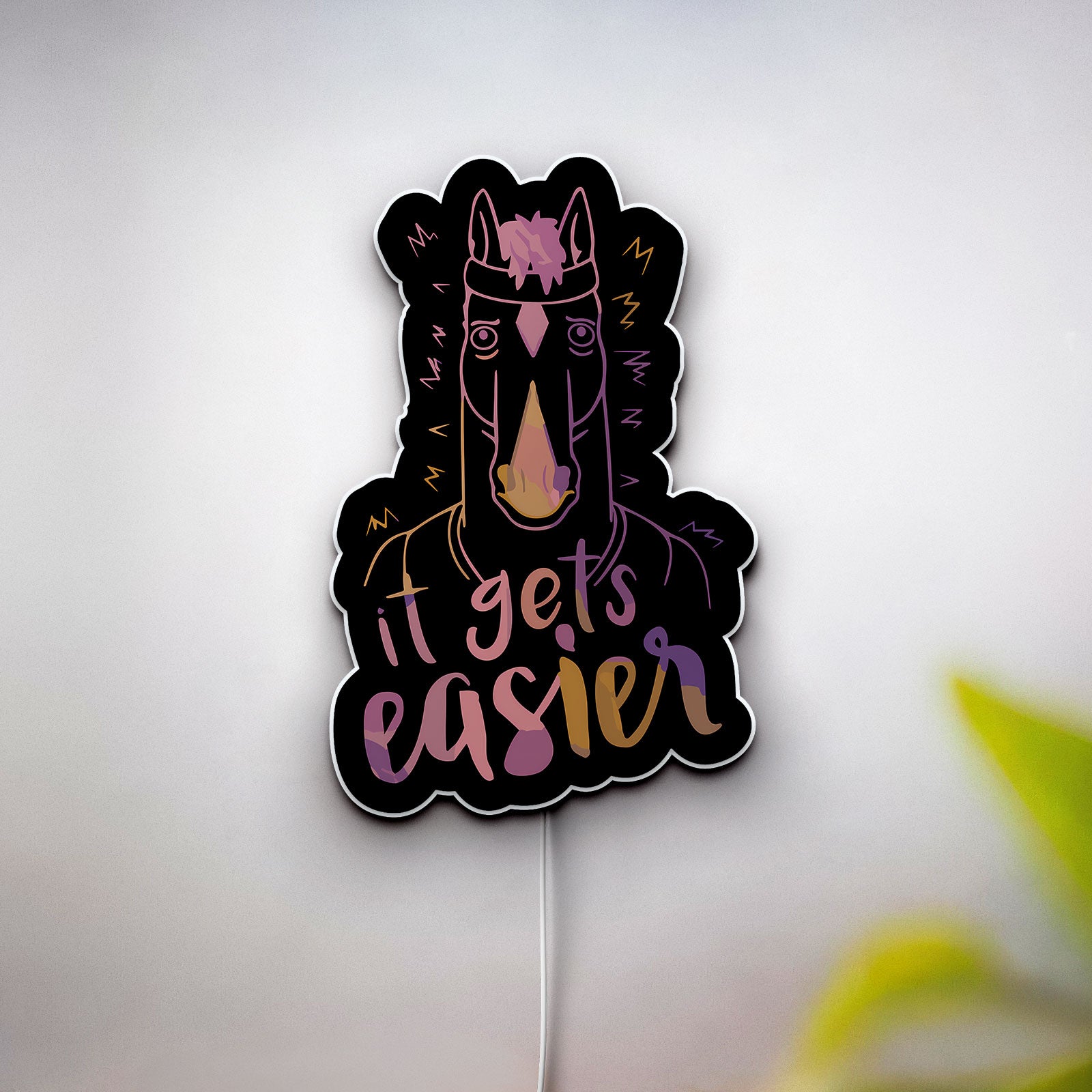 Bojack Horseman 3D Light Box - It Gets Easier Quote LED Night Light, Cartoon Wall Decor for Fans, Unique TV Show Inspired Gift
