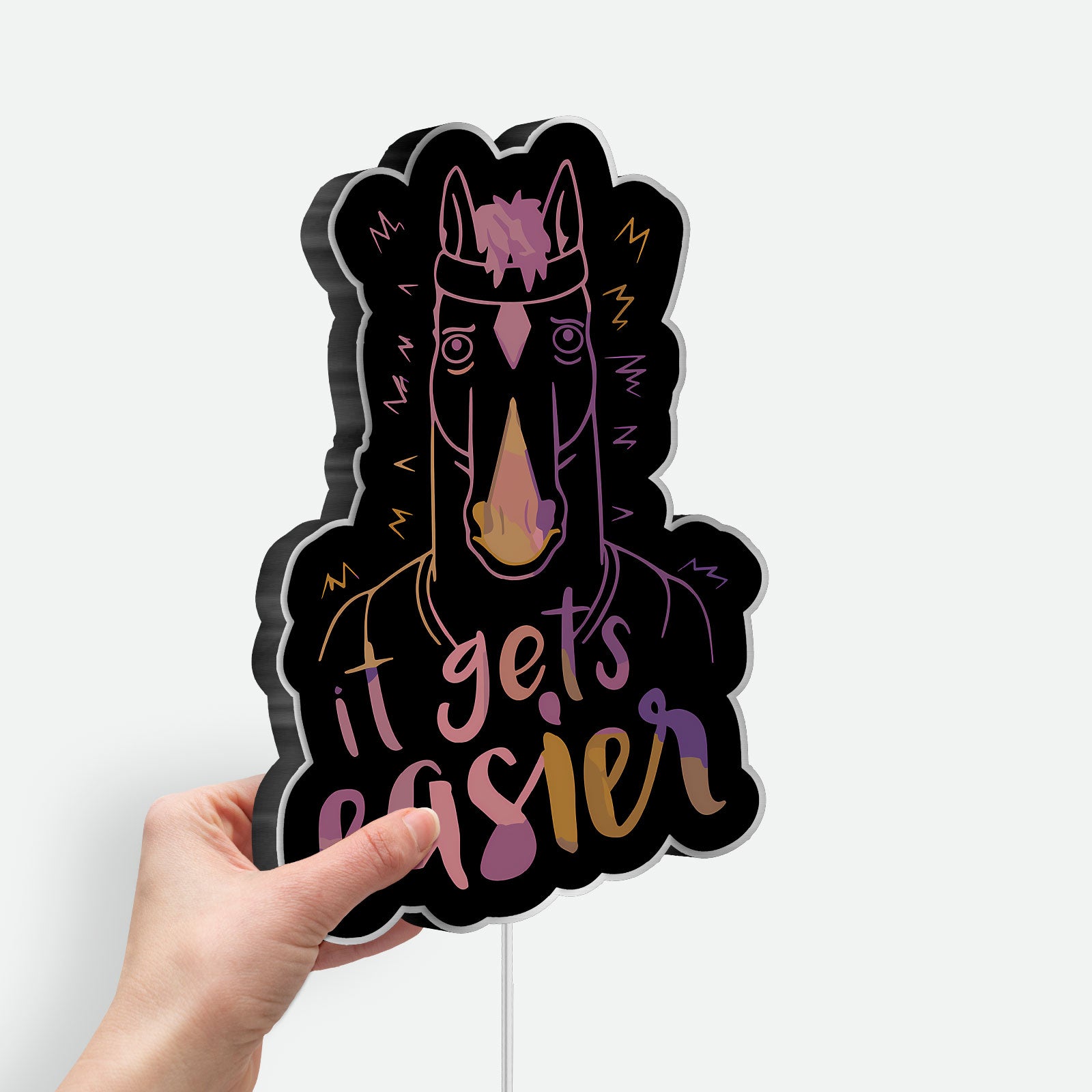 Bojack Horseman 3D Light Box - It Gets Easier Quote LED Night Light, Cartoon Wall Decor for Fans, Unique TV Show Inspired Gift
