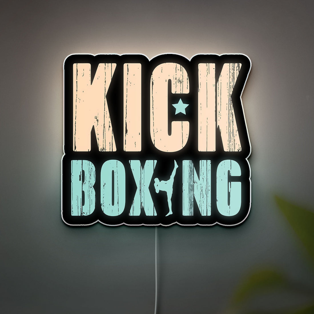 Kickboxing Fighter 3D Light Box - Martial Arts LED Night Light, MMA Training Gym Decor, Unique Gift for Kickboxing Coaches & Fighters 