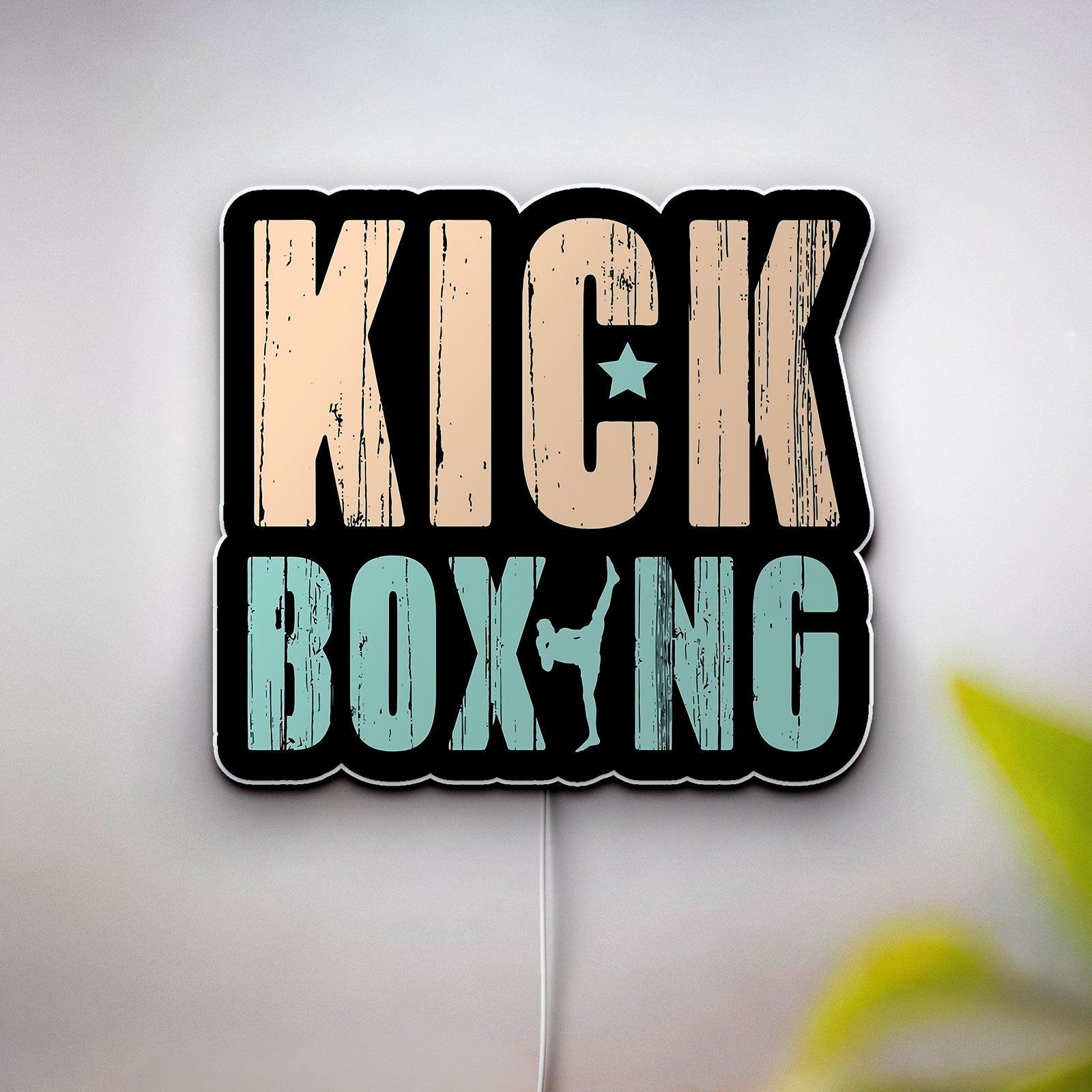 Kickboxing Fighter 3D Light Box - Martial Arts LED Night Light, MMA Training Gym Decor, Unique Gift for Kickboxing Coaches & Fighters 
