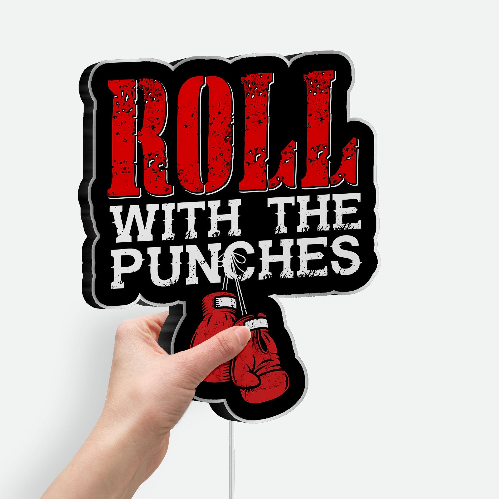 Boxing Gloves 3D Light Box - Punching LED Night Light for Fight Fans, Sports Themed Room Decor, Cool Gift for Boxers & Athletes 