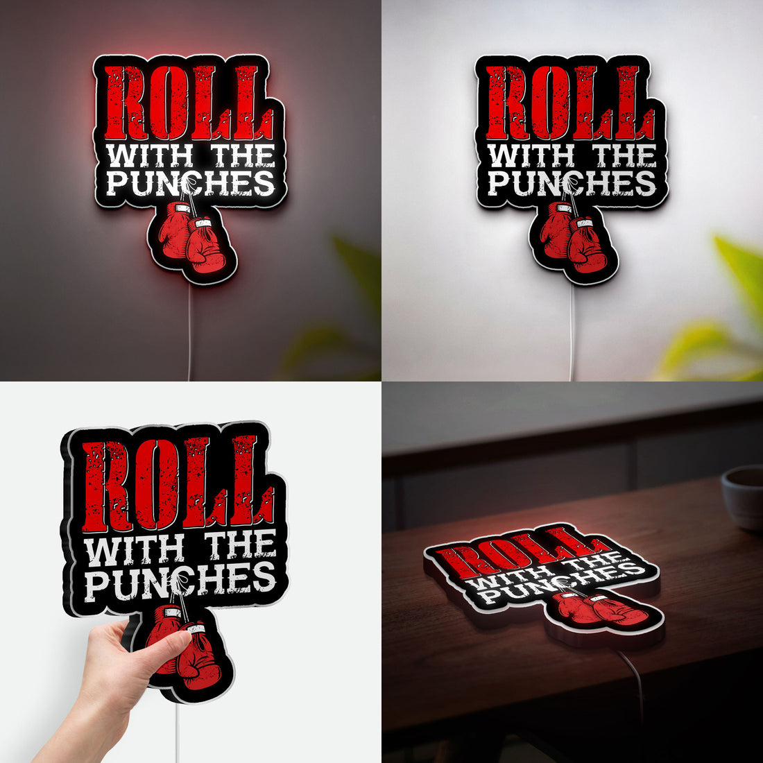Boxing Gloves 3D Light Box - Punching LED Night Light for Fight Fans, Sports Themed Room Decor, Cool Gift for Boxers & Athletes 
