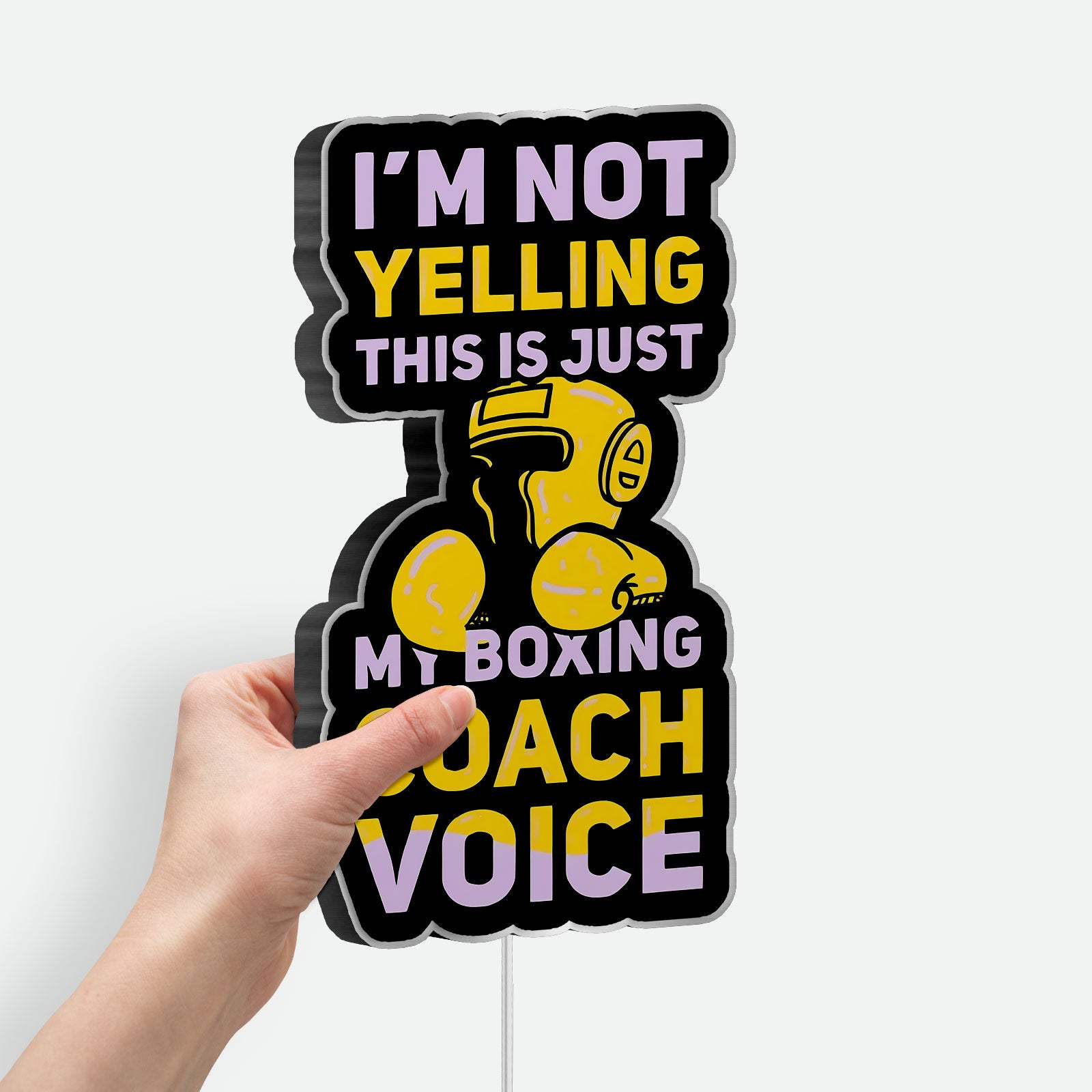 Boxing Coach 3D Light Box - "I'm Not Yelling" Funny LED Night Light, Gym Motivational Decor for Fighters & Trainers
