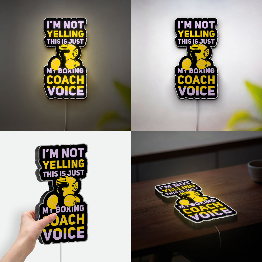 Boxing Coach 3D Light Box - "I'm Not Yelling" Funny LED Night Light, Gym Motivational Decor for Fighters & Trainers
