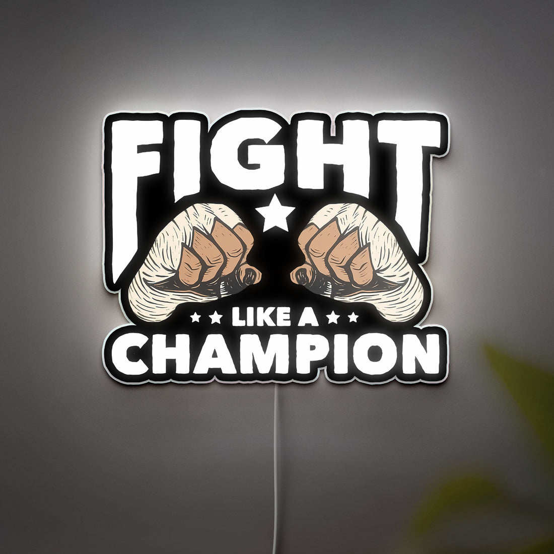Boxing Glow Art - Vintage Fight Quote 3D Light Box, Motivational LED Night Light for Boxing Fans & Gym Decor
