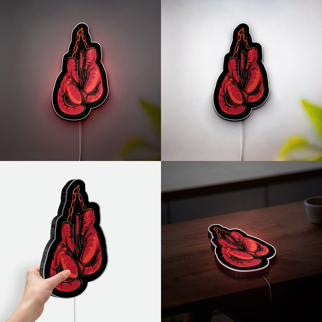 Vintage Boxing Gloves 3D Light Box - Retro Boxer Gift LED Night Light, Sports Decor for Boxing Fans & Gym Wall Art 