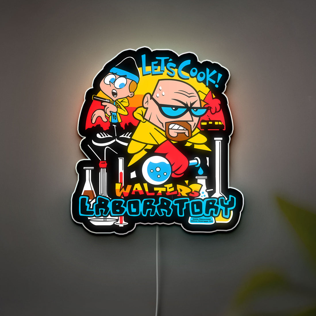 Breaking Bad x Dexter's Lab 3D Light - Walter White Kawaii LED Night Light, Cartoon Science Decor for TV Show Fans 