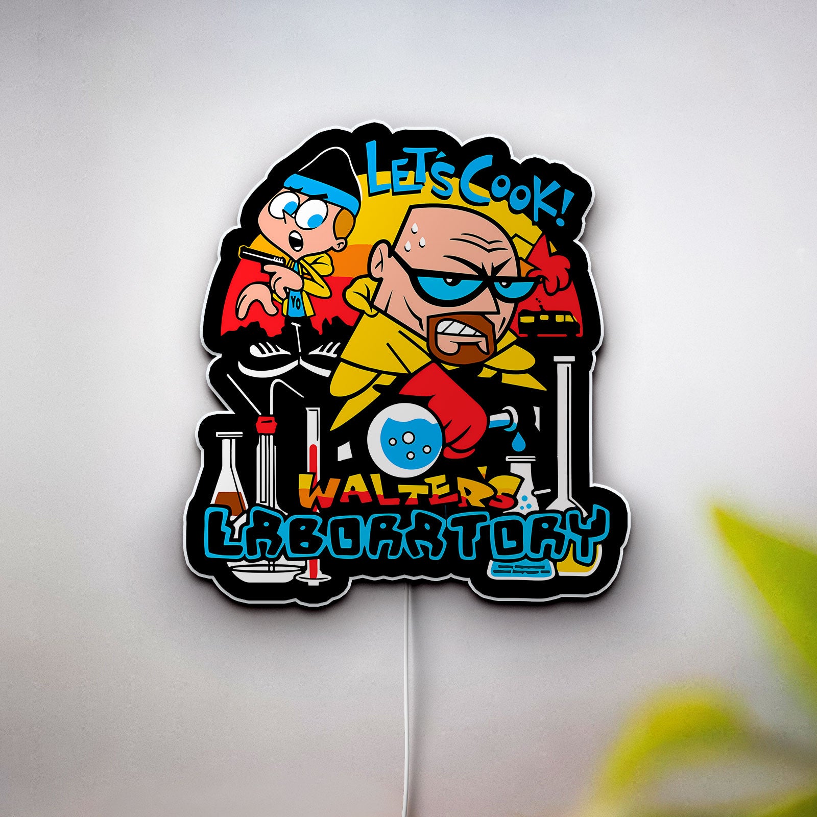 Breaking Bad x Dexter's Lab 3D Light - Walter White Kawaii LED Night Light, Cartoon Science Decor for TV Show Fans 