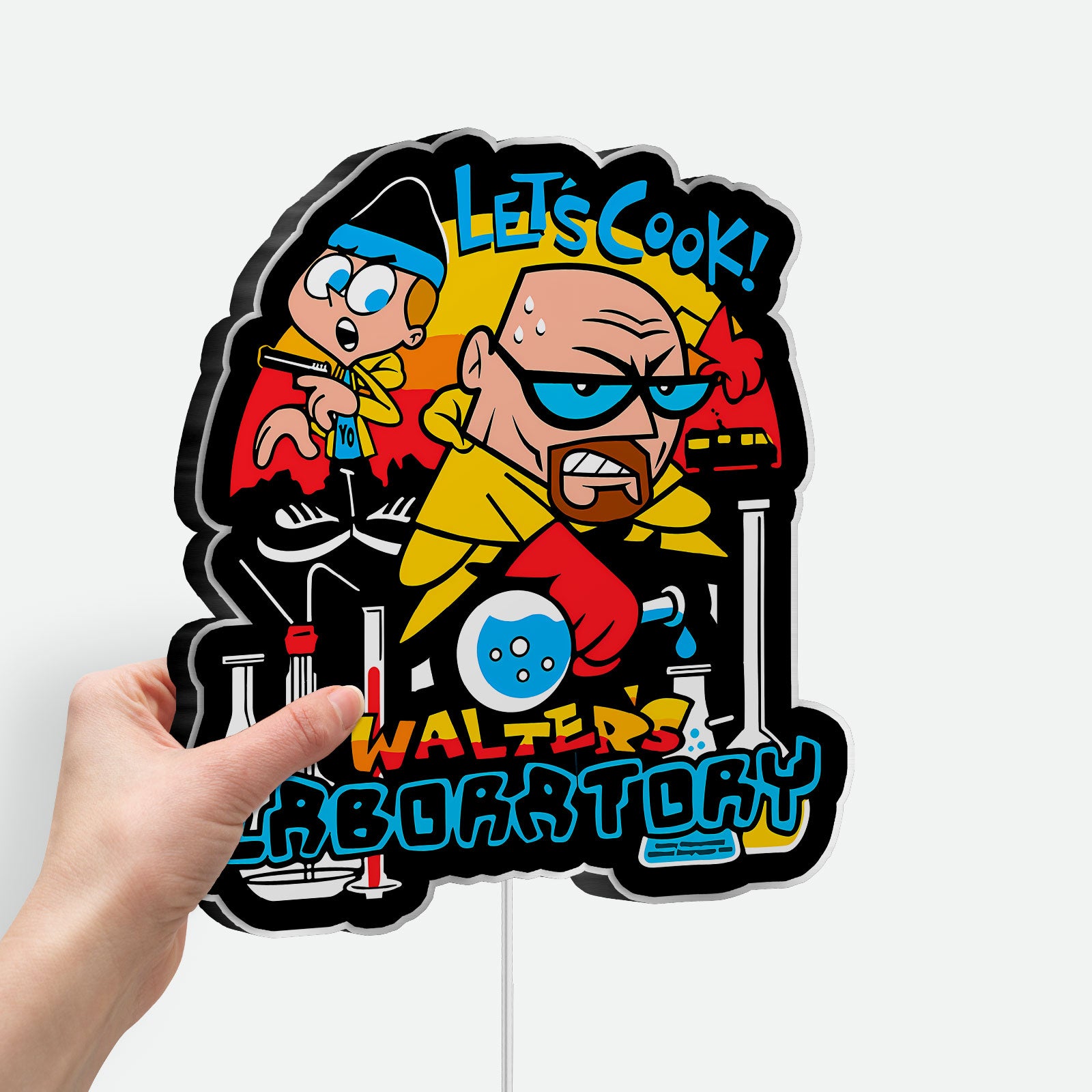 Breaking Bad x Dexter's Lab 3D Light - Walter White Kawaii LED Night Light, Cartoon Science Decor for TV Show Fans 
