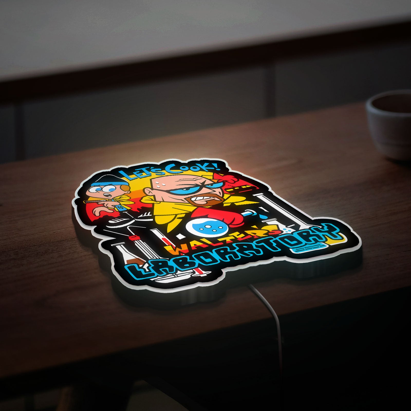 Breaking Bad x Dexter's Lab 3D Light - Walter White Kawaii LED Night Light, Cartoon Science Decor for TV Show Fans 