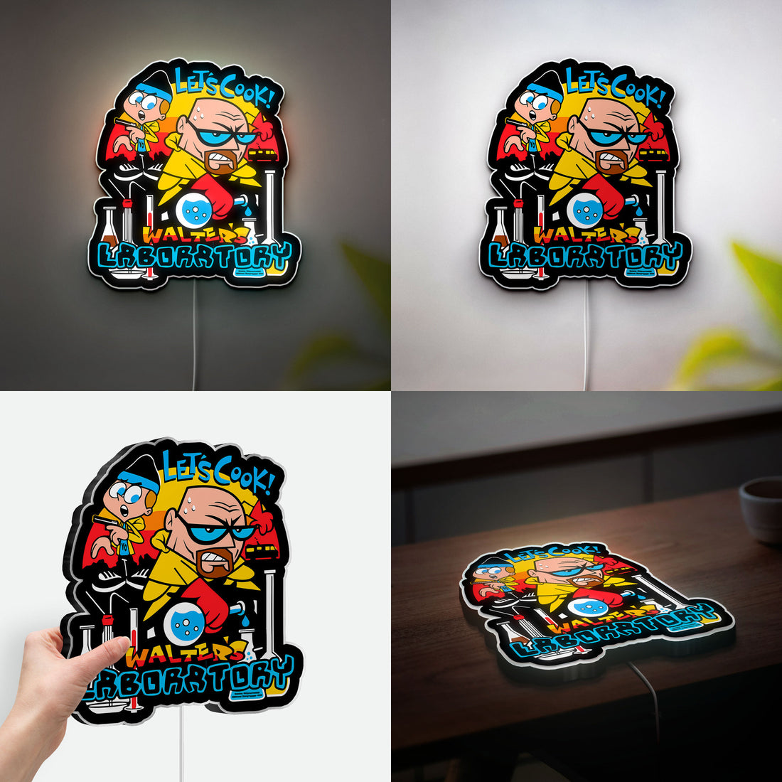 Breaking Bad x Dexter's Lab 3D Light - Walter White Kawaii LED Night Light, Cartoon Science Decor for TV Show Fans 