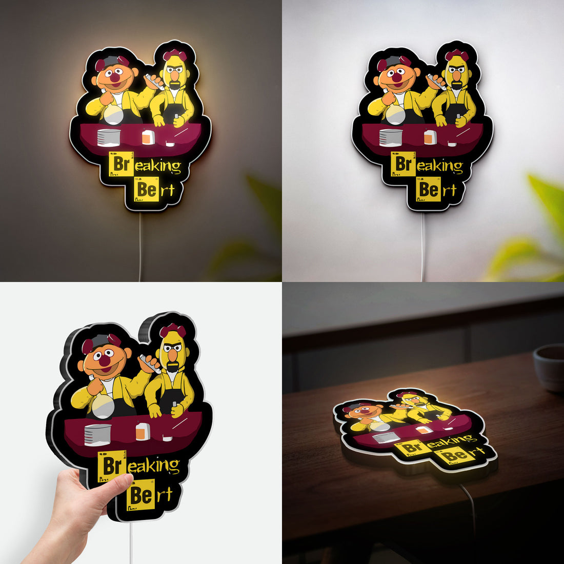 Bert and Ernie 3D Light Box - Sesame Street Character LED Night Light, Nostalgic Decor for Kids Room and Fans
