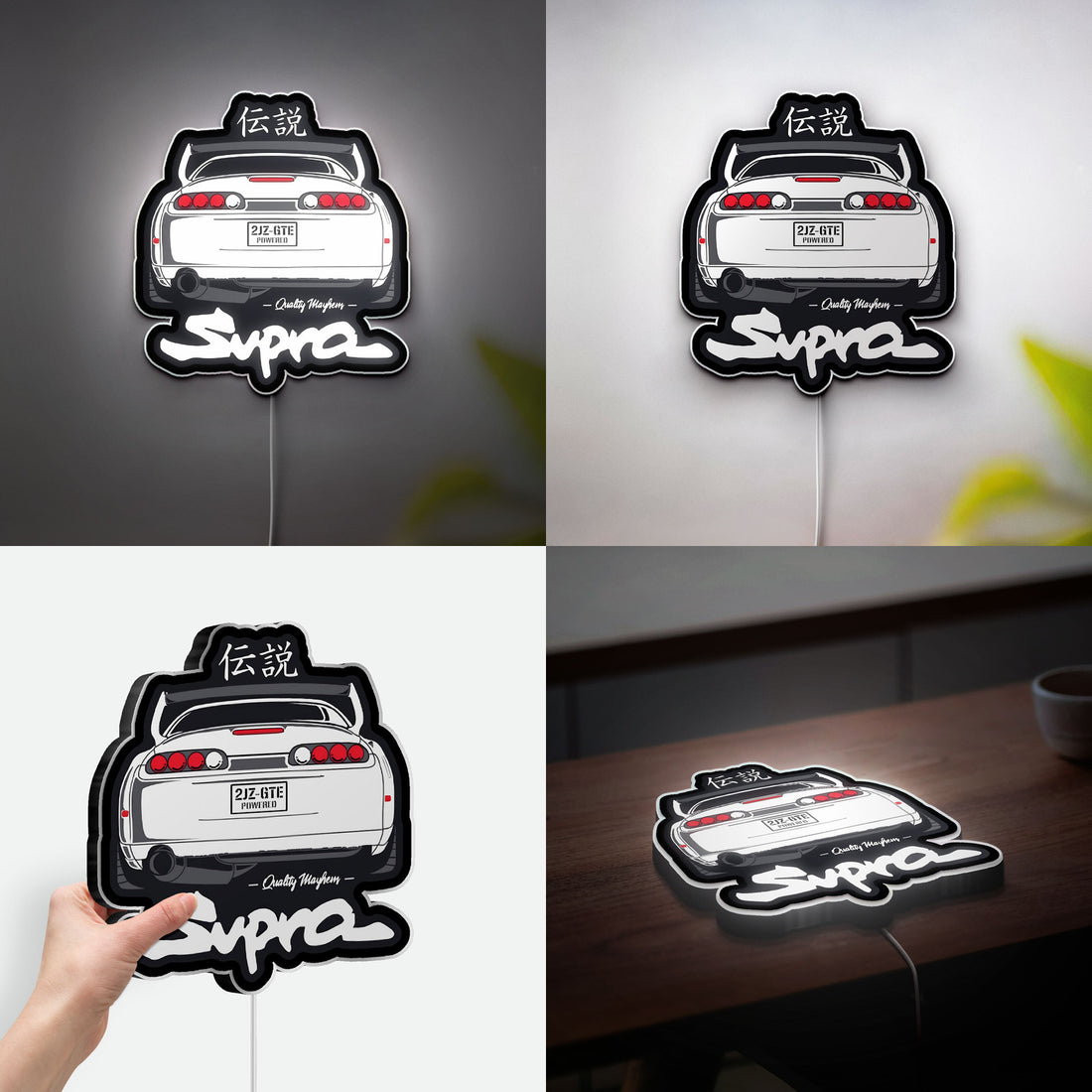Toyota Supra 3D Light Box - 2JZ Engine Car LED Night Light, JDM Automotive Decor for Japanese Car Enthusiasts 