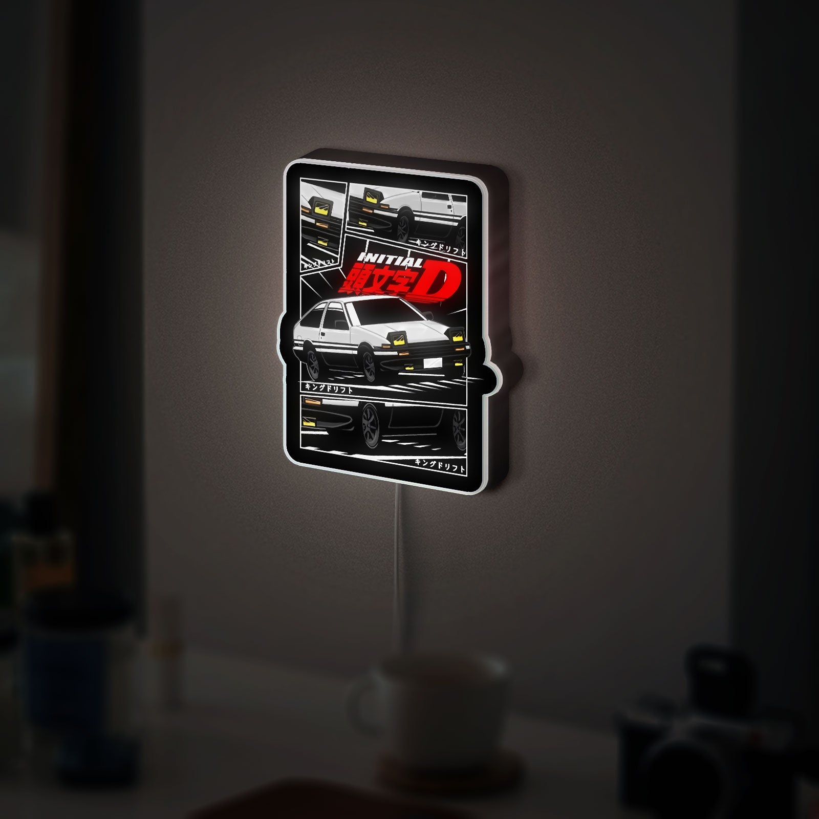 Initial D AE86 3D Light Box - Anime Car LED Night Light, JDM Drift Decor for Man Cave & Japanese Racing Fans 