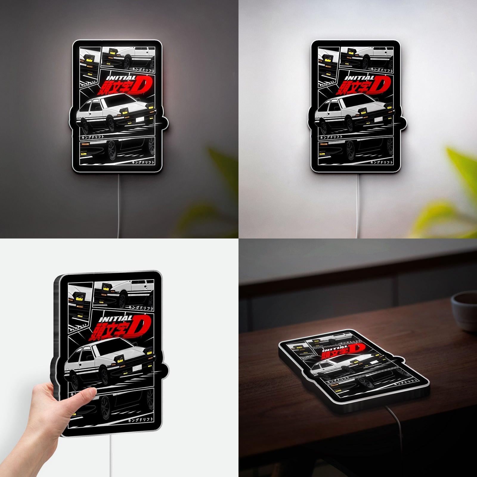 Initial D AE86 3D Light Box - Anime Car LED Night Light, JDM Drift Decor for Man Cave & Japanese Racing Fans 