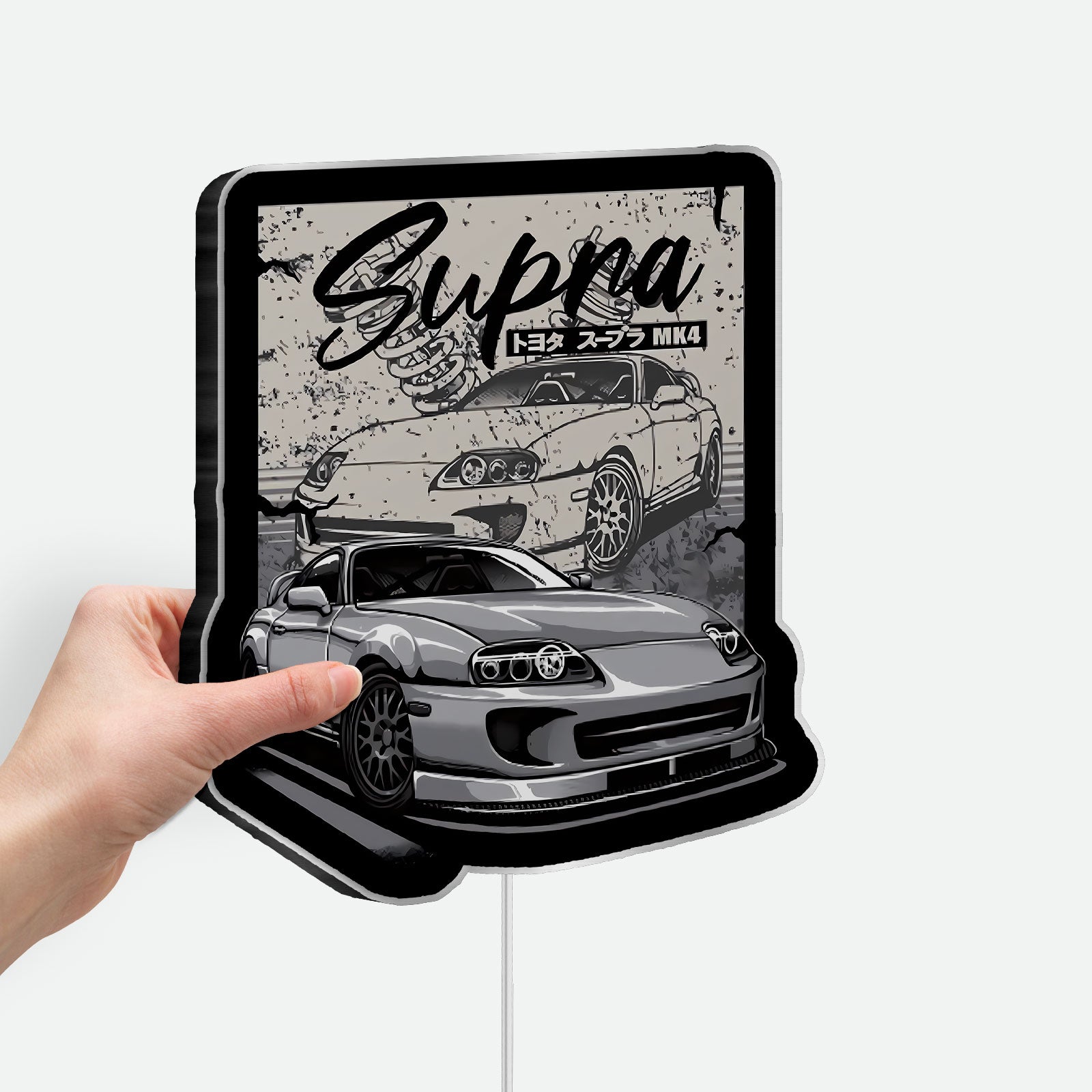 Toyota Supra MK4 3D Light Box - 2JZ Engine Japanese Car Art LED Night Light, Automotive Decor for JDM Fans 