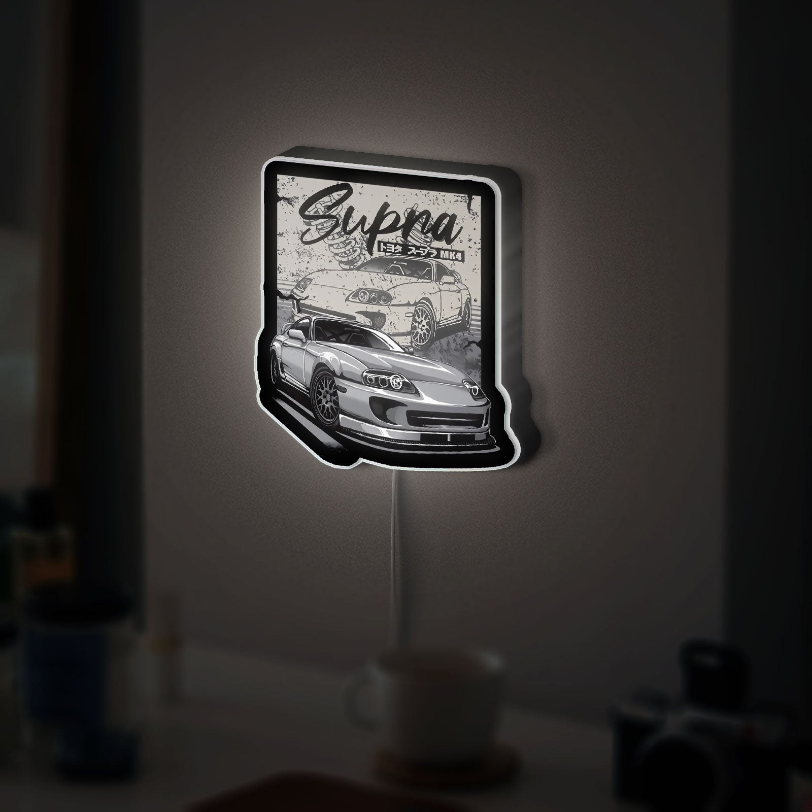 Toyota Supra MK4 3D Light Box - 2JZ Engine Japanese Car Art LED Night Light, Automotive Decor for JDM Fans 