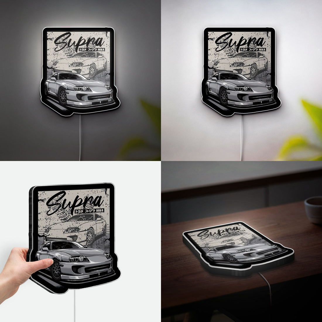 Toyota Supra MK4 3D Light Box - 2JZ Engine Japanese Car Art LED Night Light, Automotive Decor for JDM Fans 